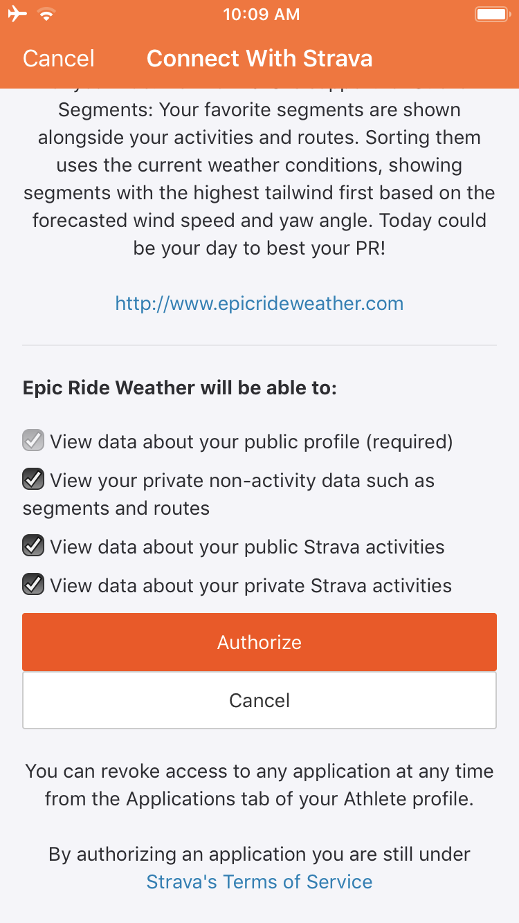 Strava authorization