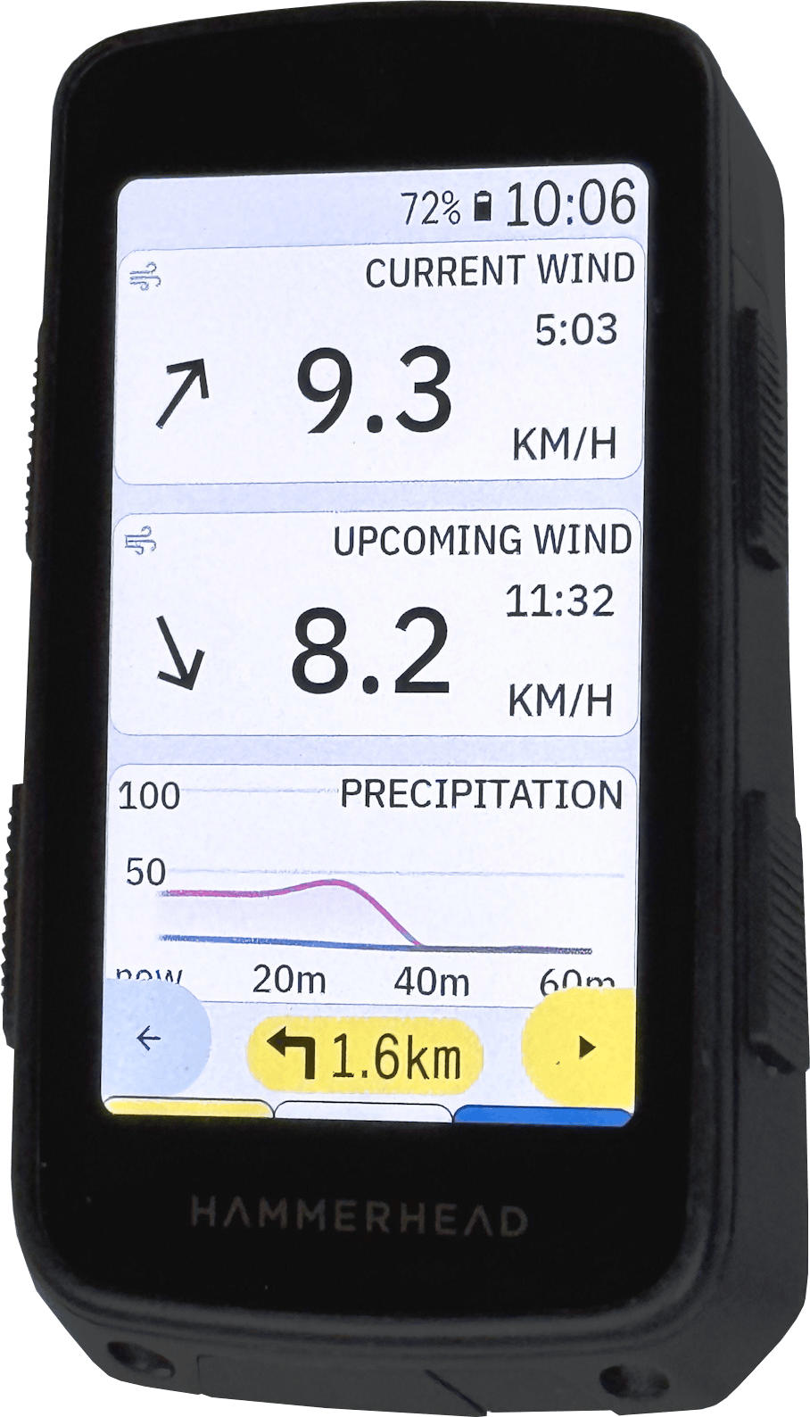Hammerhead Karoo cycling computer displaying Epic Ride Weather — the prize in the Ride Smarter Giveaway