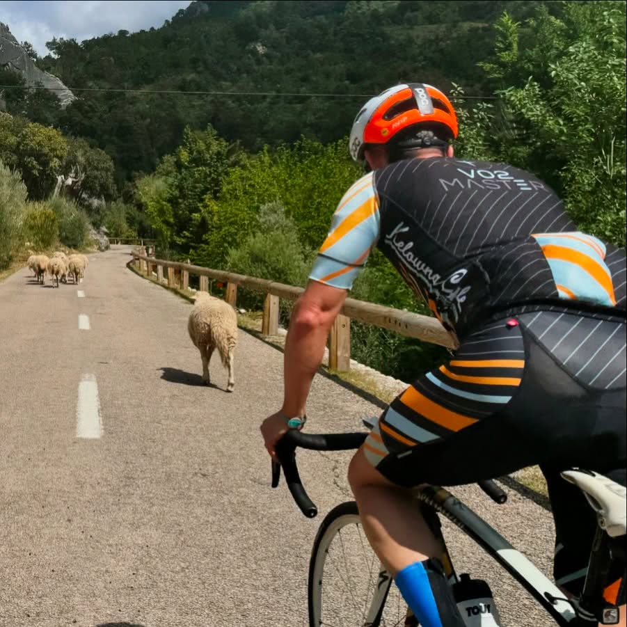 Cyclist riding in varied weather